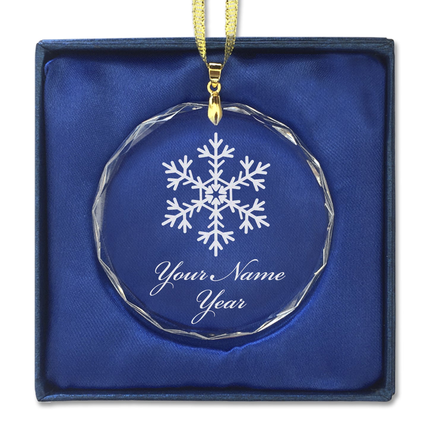 LaserGram Christmas Ornament, Snowflake, Personalized Engraving Included (Round Shape)