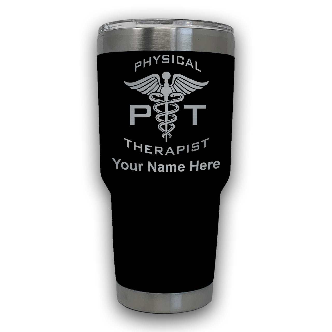 LaserGram 30oz Tumbler Mug, PT Physical Therapist, Personalized Engraving Included