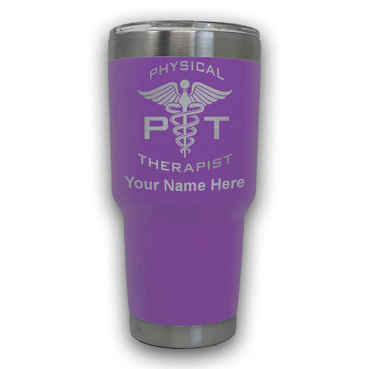 LaserGram 30oz Tumbler Mug, PT Physical Therapist, Personalized Engraving Included