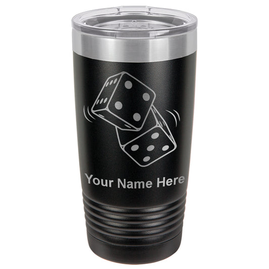 20oz Vacuum Insulated Tumbler Mug, Pair of Dice, Personalized Engraving Included