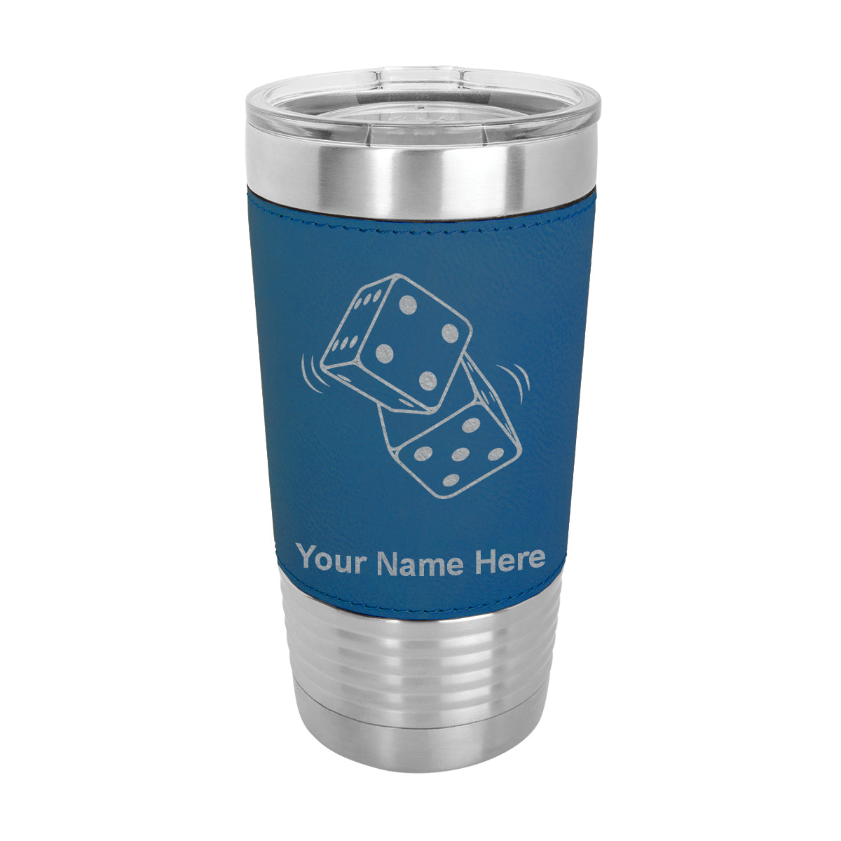 20oz Faux Leather Tumbler Mug, Pair of Dice, Personalized Engraving Included - LaserGram Custom Engraved Gifts