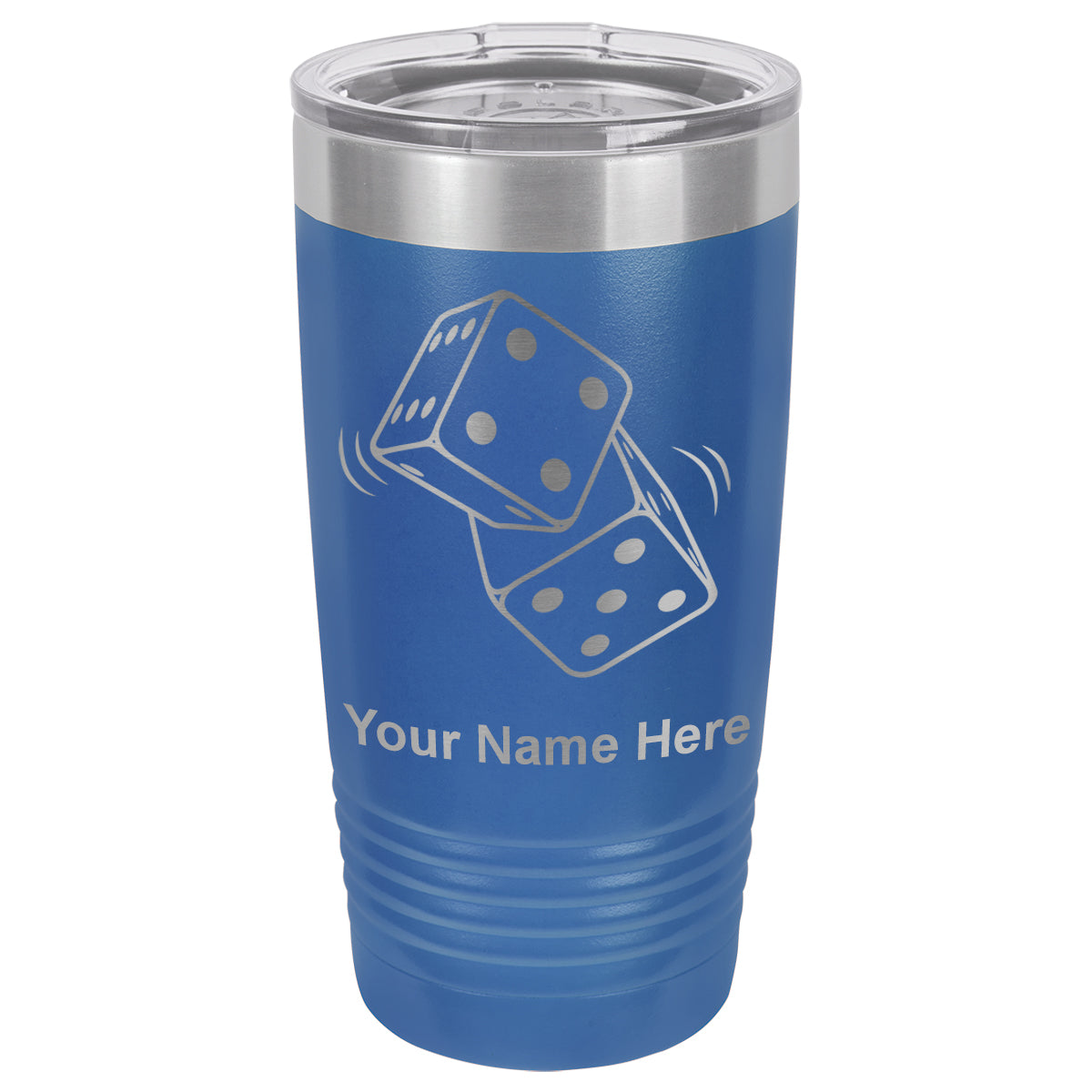 20oz Vacuum Insulated Tumbler Mug, Pair of Dice, Personalized Engraving Included