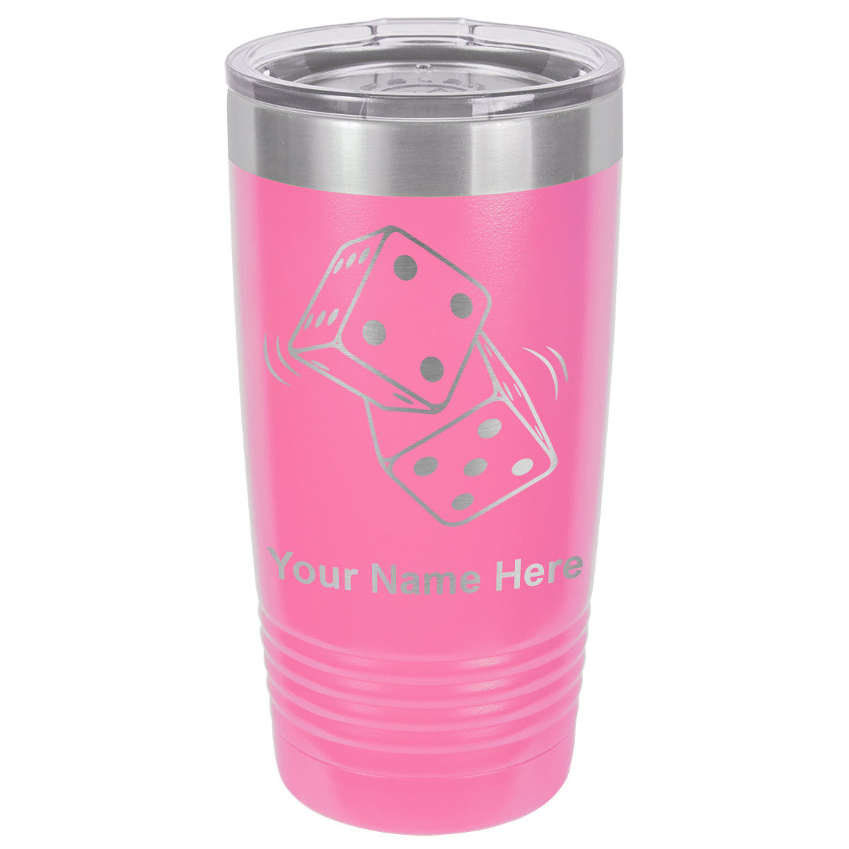 20oz Vacuum Insulated Tumbler Mug, Pair of Dice, Personalized Engraving Included