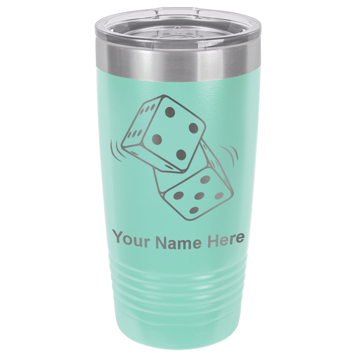 20oz Vacuum Insulated Tumbler Mug, Pair of Dice, Personalized Engraving Included