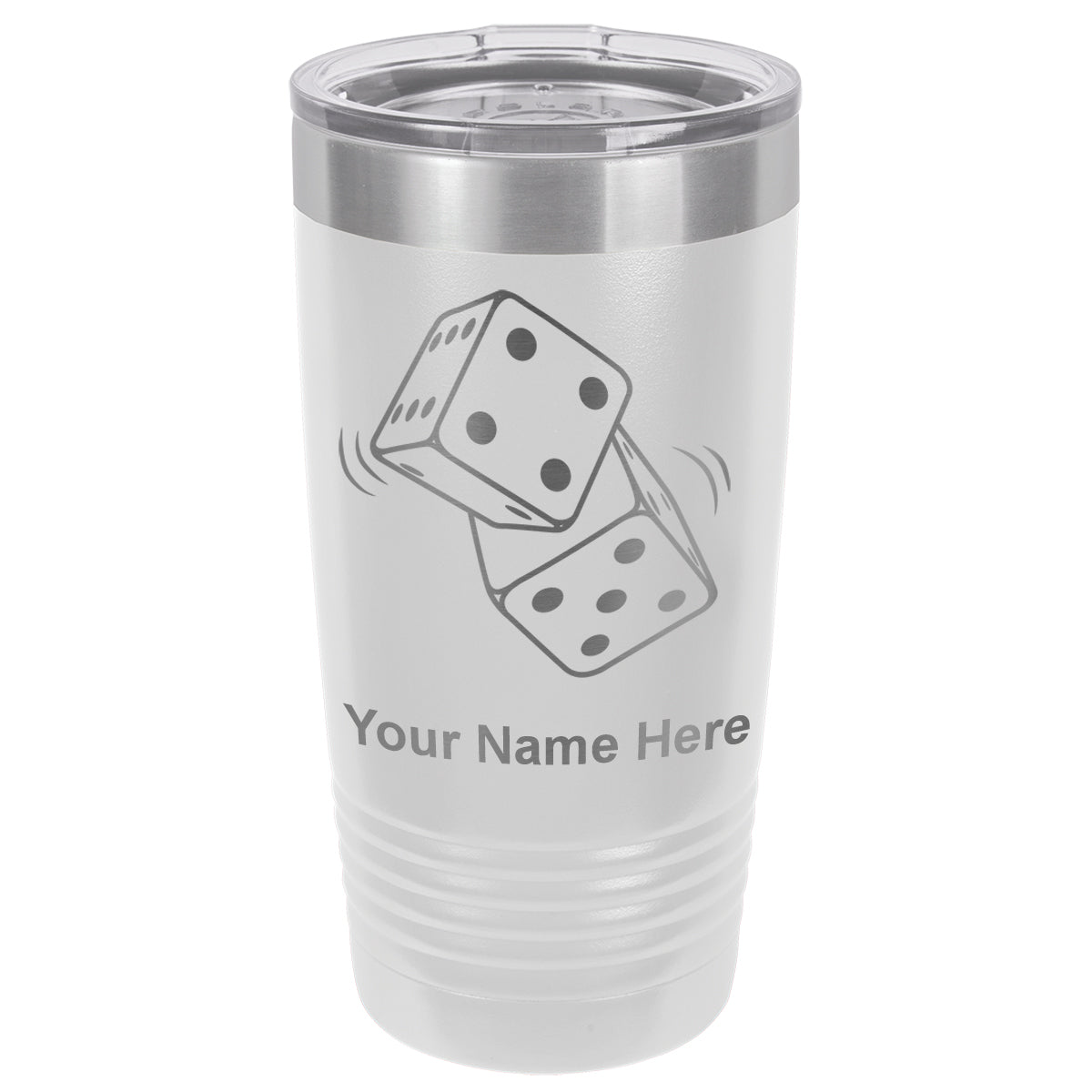 20oz Vacuum Insulated Tumbler Mug, Pair of Dice, Personalized Engraving Included