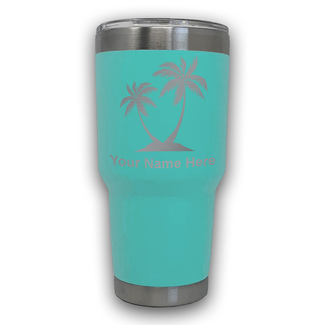 LaserGram 30oz Tumbler Mug, Palm Trees, Personalized Engraving Included