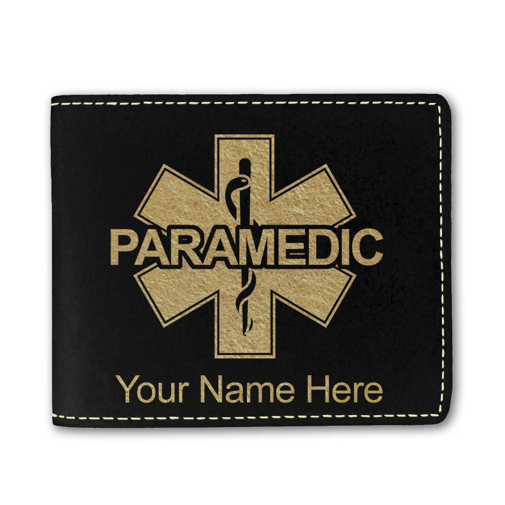 Faux Leather Bi-Fold Wallet, Paramedic, Personalized Engraving Included