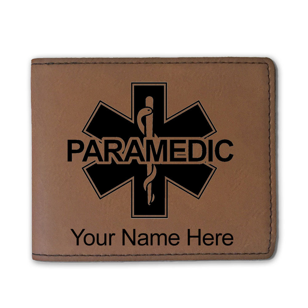 Faux Leather Bi-Fold Wallet, Paramedic, Personalized Engraving Included