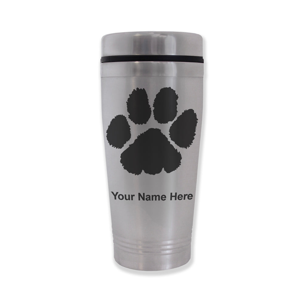 Commuter Travel Mug, Paw Print, Personalized Engraving Included