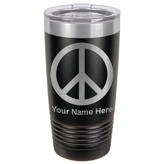 20oz Vacuum Insulated Tumbler Mug, Peace Sign, Personalized Engraving Included