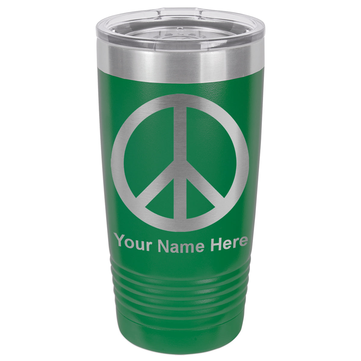 20oz Vacuum Insulated Tumbler Mug, Peace Sign, Personalized Engraving Included