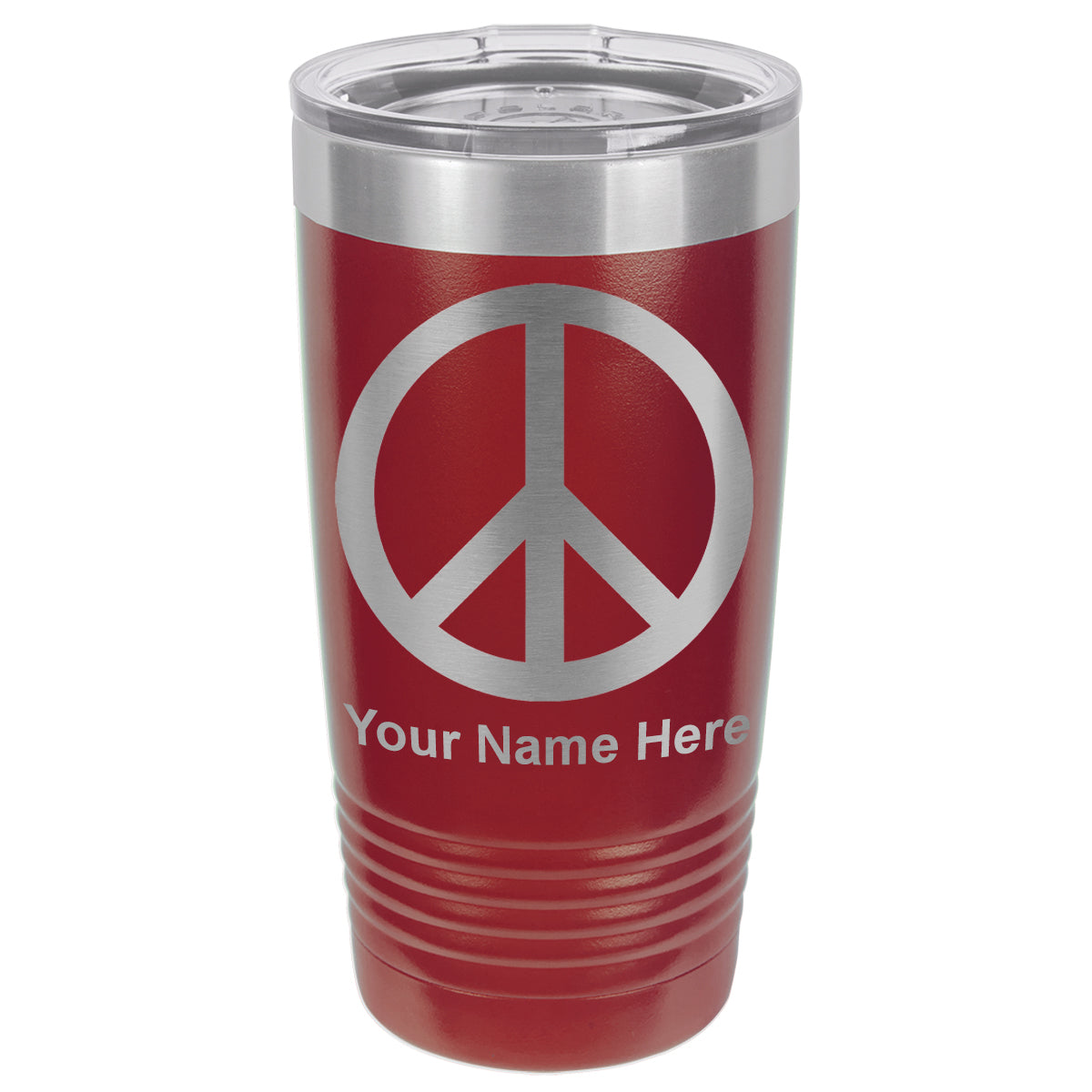 20oz Vacuum Insulated Tumbler Mug, Peace Sign, Personalized Engraving Included