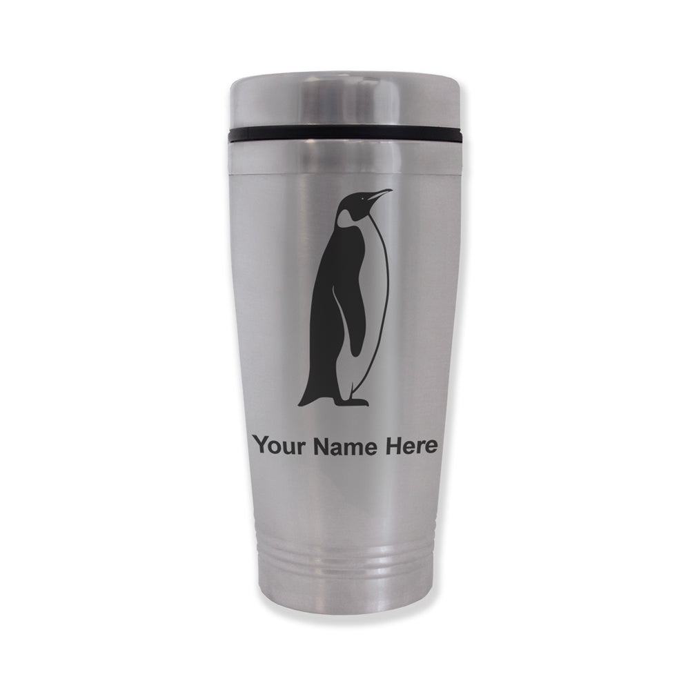 Commuter Travel Mug, Penguin, Personalized Engraving Included