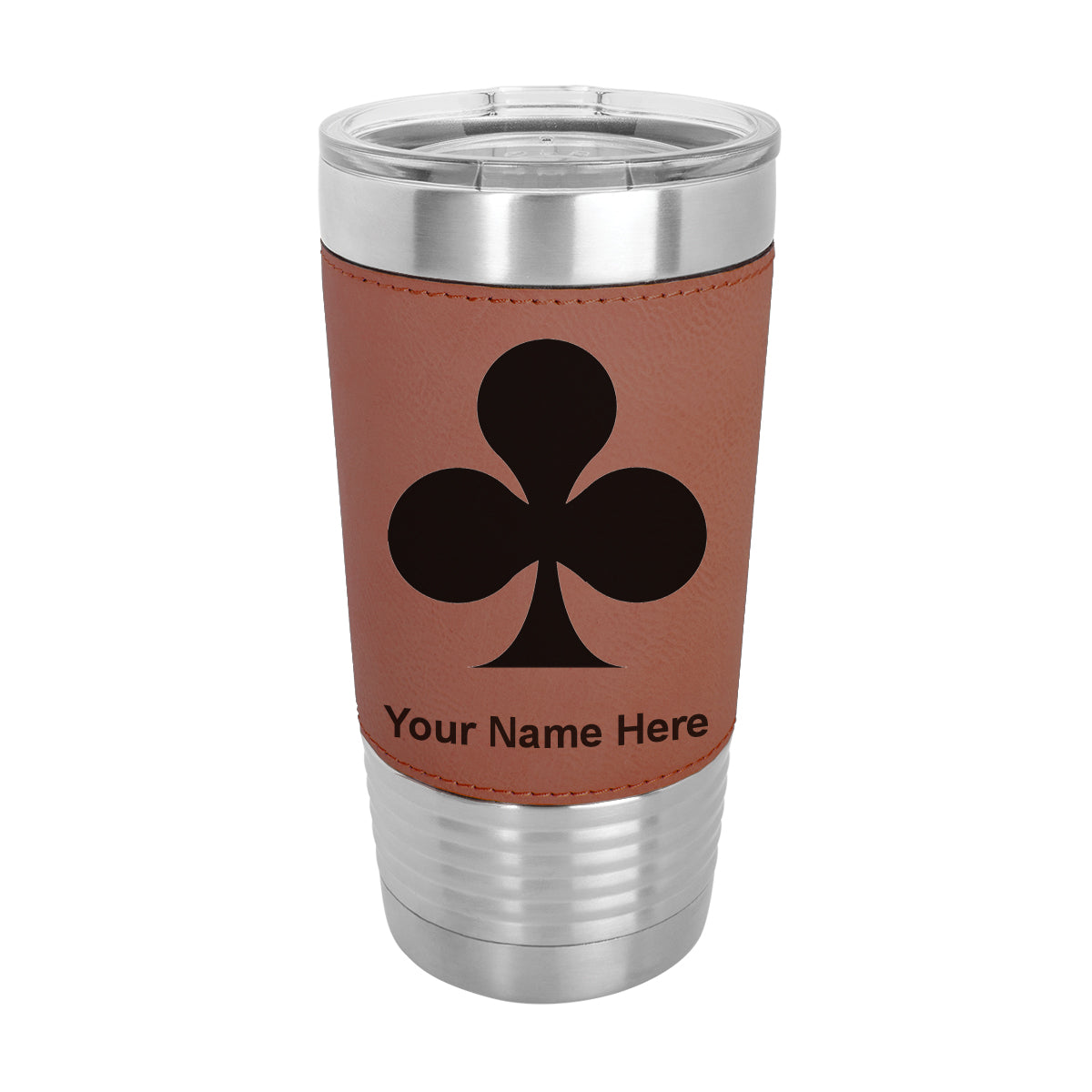 20oz Faux Leather Tumbler Mug, Poker Clubs, Personalized Engraving Included - LaserGram Custom Engraved Gifts