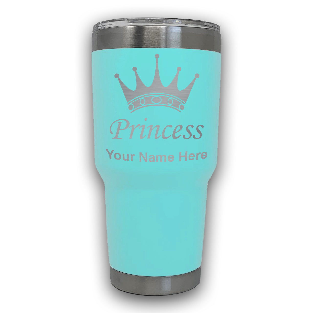 LaserGram 30oz Tumbler Mug, Princess Crown, Personalized Engraving Included