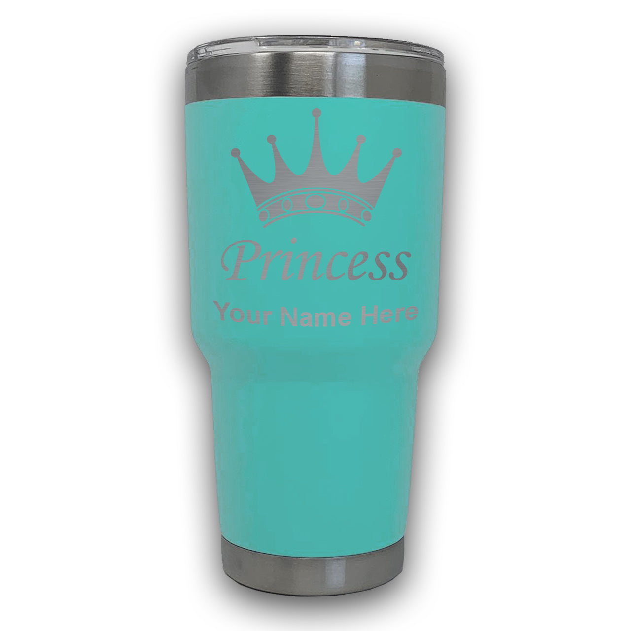 LaserGram 30oz Tumbler Mug, Princess Crown, Personalized Engraving Included