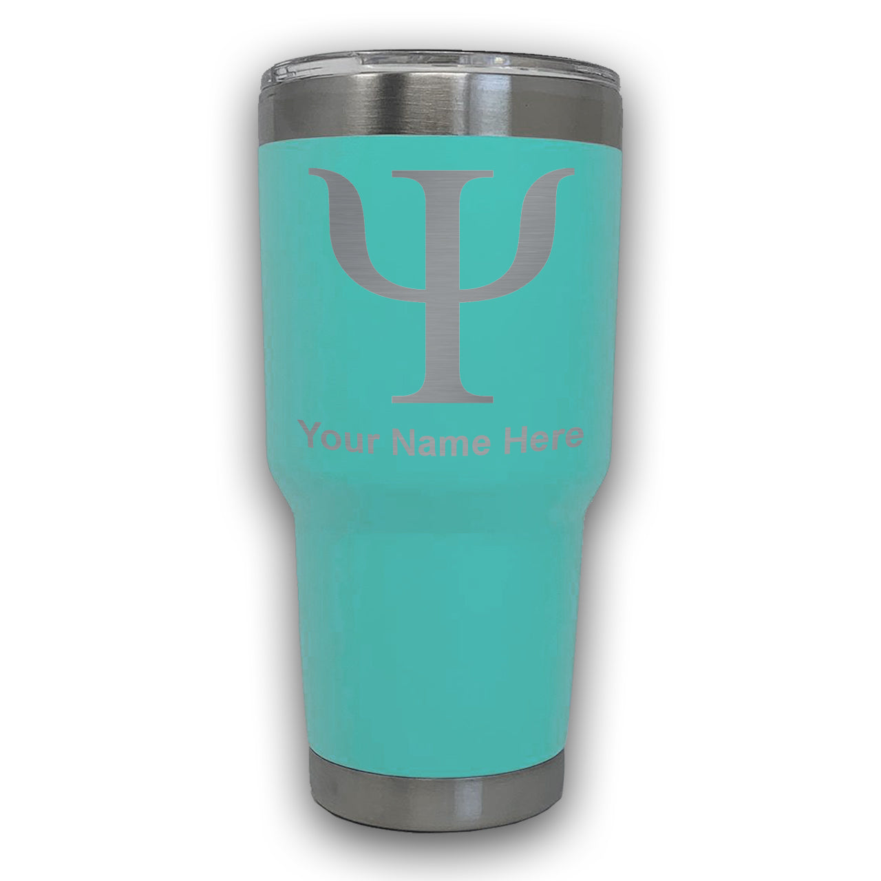 LaserGram 30oz Tumbler Mug, Psi Symbol, Personalized Engraving Included