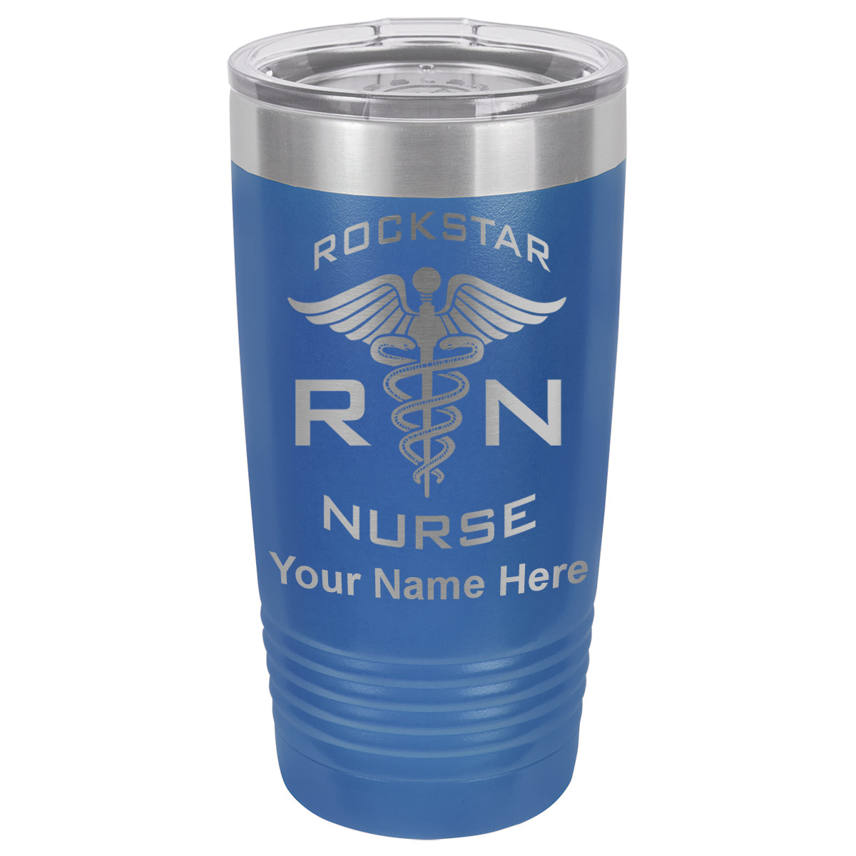 20oz Vacuum Insulated Tumbler Mug, RN Rockstar Nurse, Personalized Engraving Included