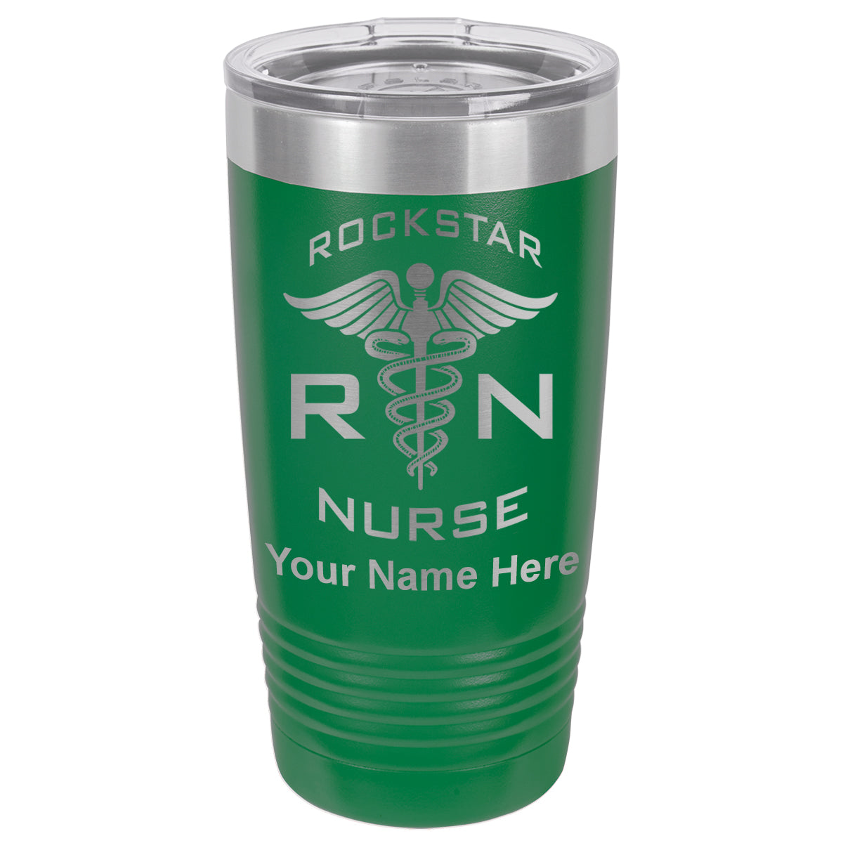 20oz Vacuum Insulated Tumbler Mug, RN Rockstar Nurse, Personalized Engraving Included