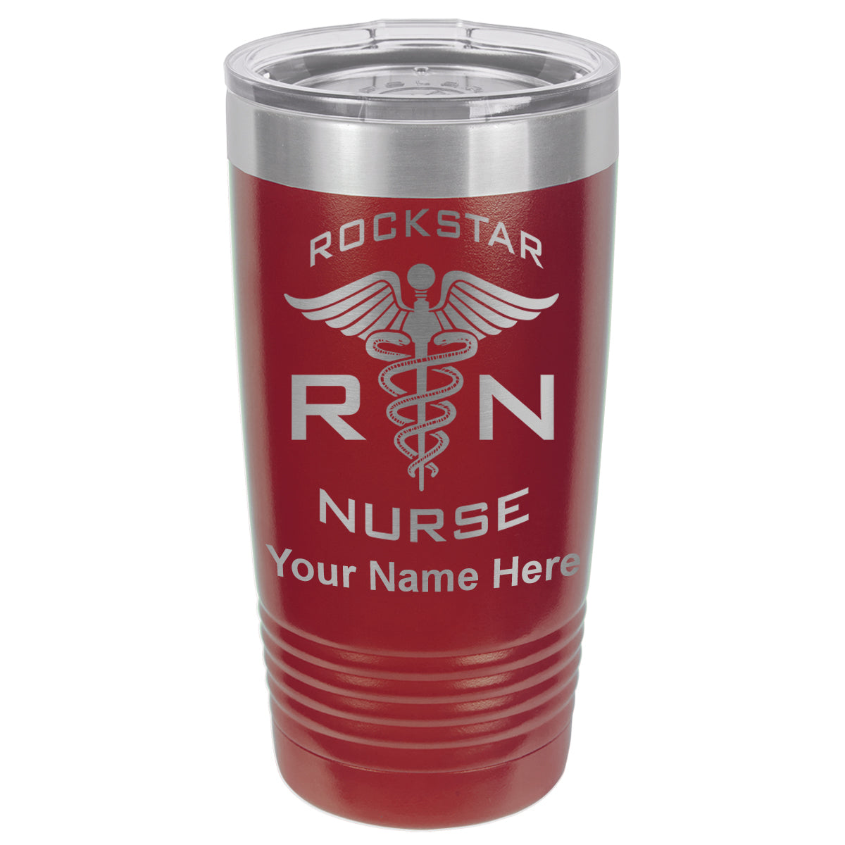 20oz Vacuum Insulated Tumbler Mug, RN Rockstar Nurse, Personalized Engraving Included