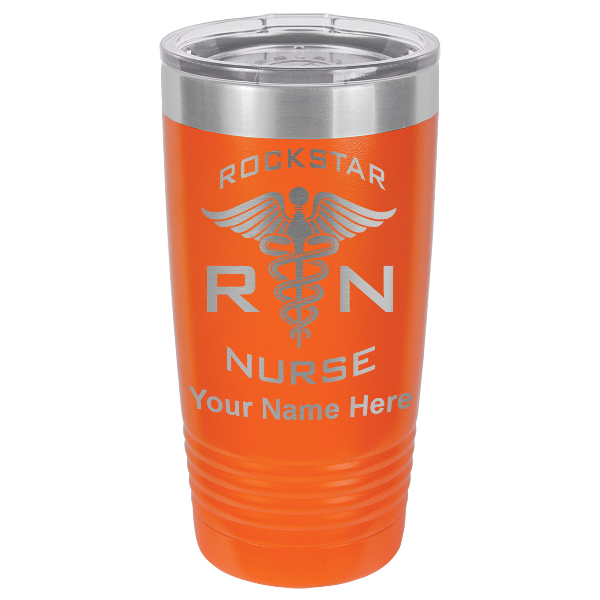 20oz Vacuum Insulated Tumbler Mug, RN Rockstar Nurse, Personalized Engraving Included