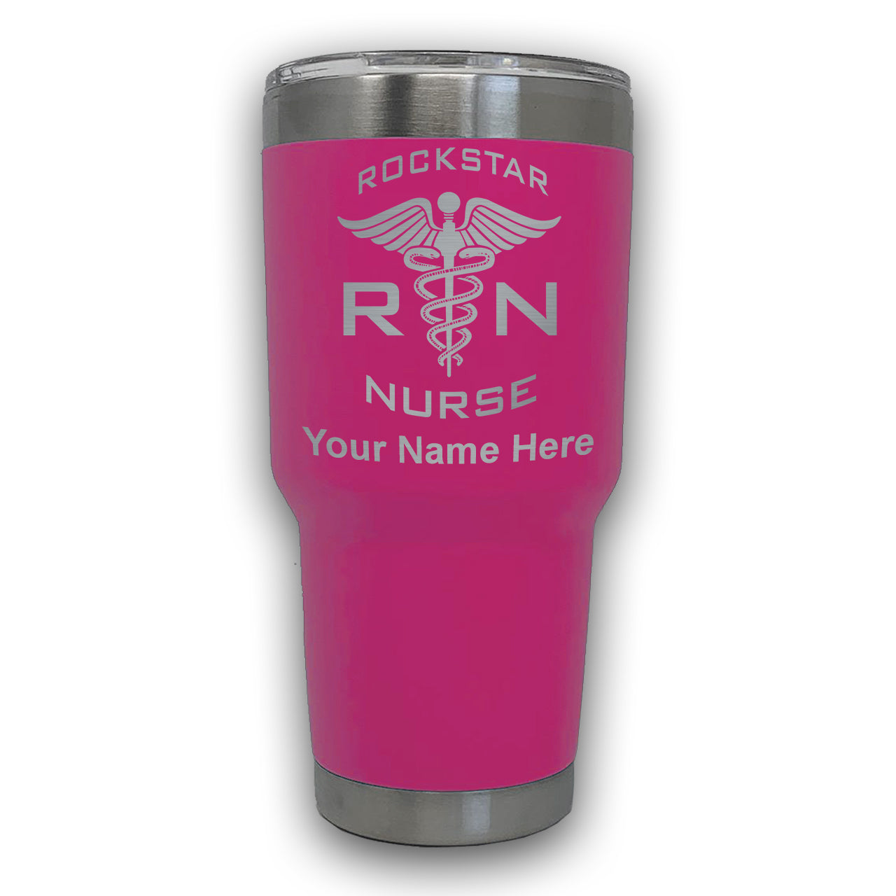 LaserGram 30oz Tumbler Mug, RN Rockstar Nurse, Personalized Engraving Included