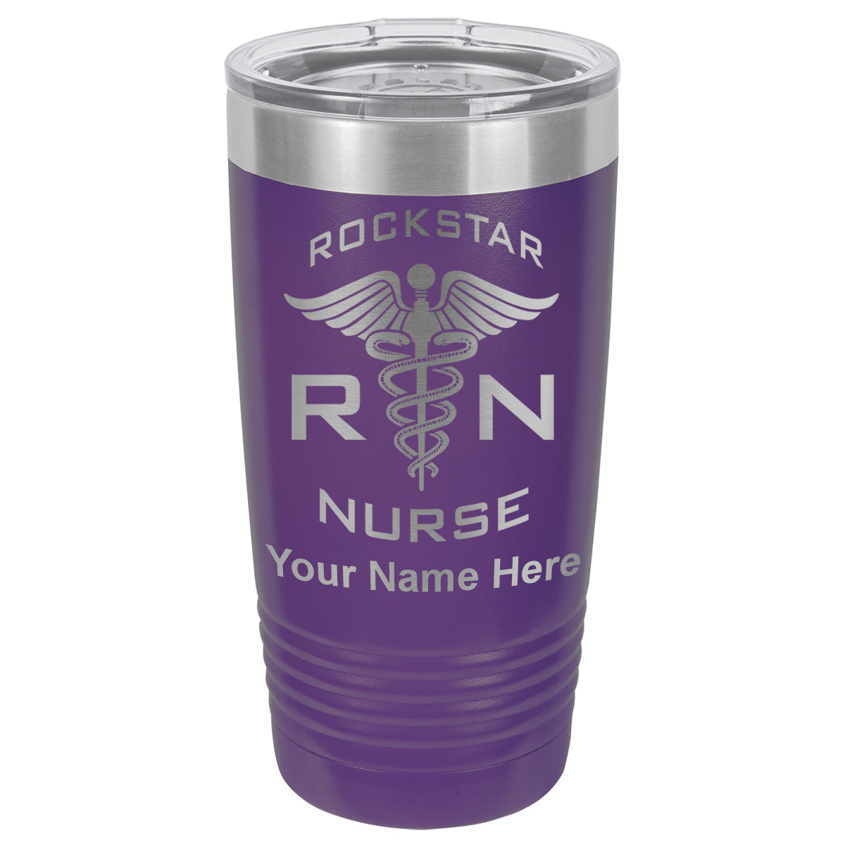 20oz Vacuum Insulated Tumbler Mug, RN Rockstar Nurse, Personalized Engraving Included