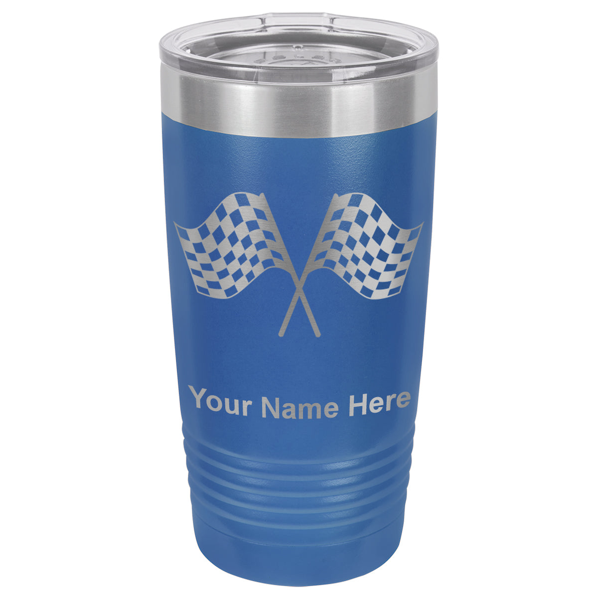 20oz Vacuum Insulated Tumbler Mug, Racing Flags, Personalized Engraving Included