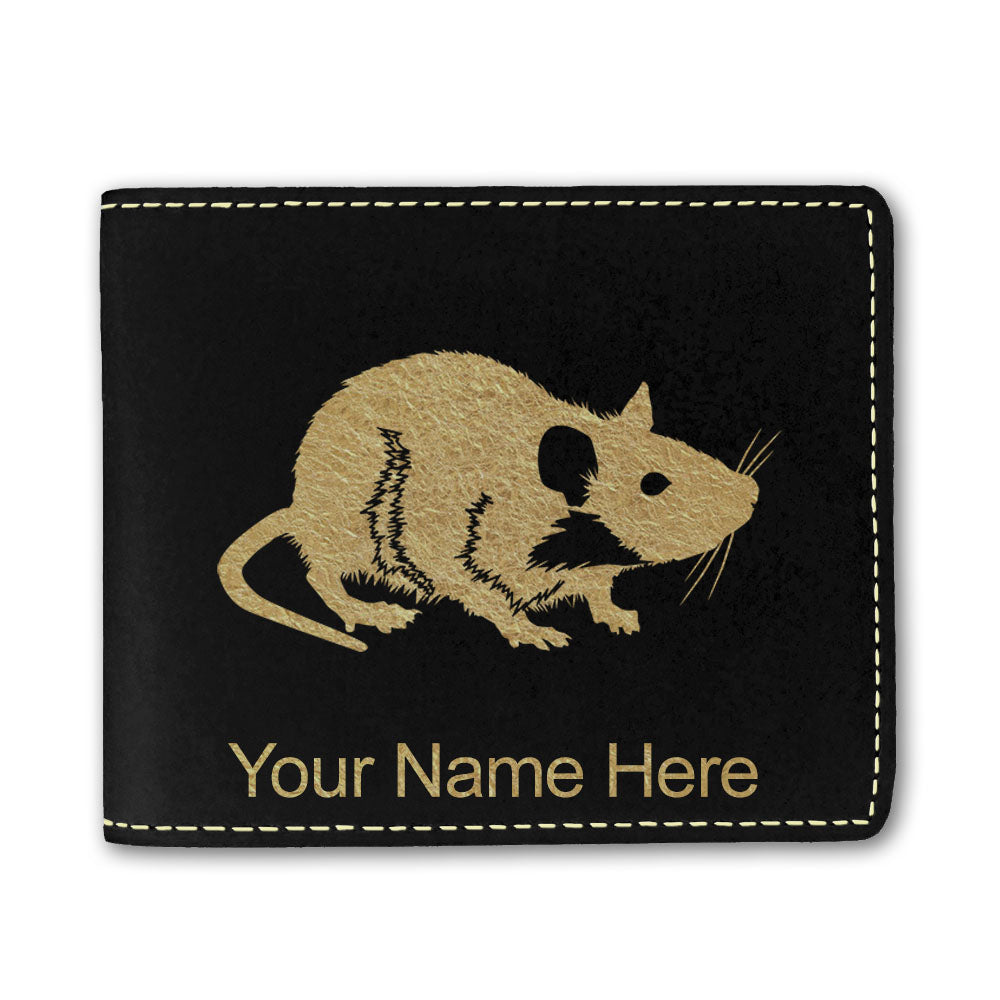 Faux Leather Bi-Fold Wallet, Rat, Personalized Engraving Included