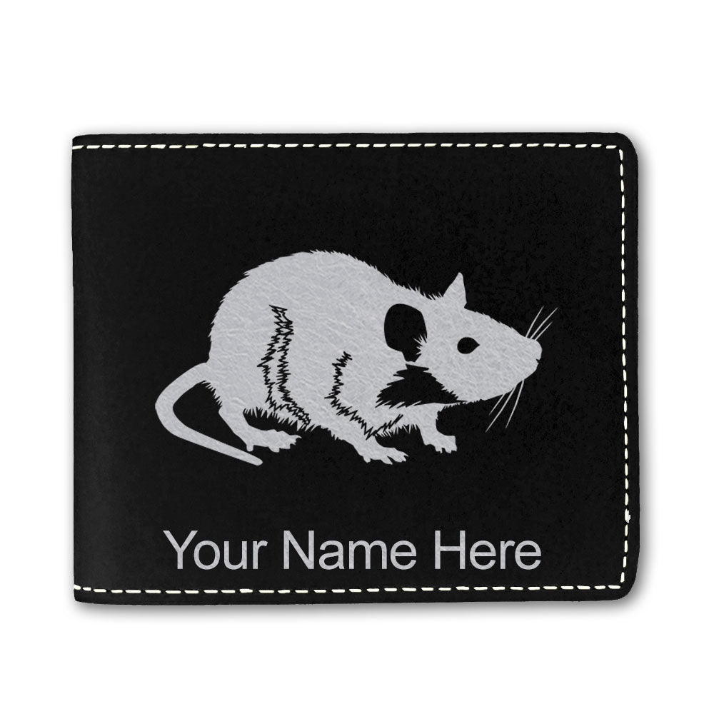 Faux Leather Bi-Fold Wallet, Rat, Personalized Engraving Included