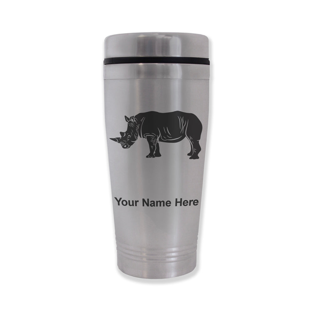 Commuter Travel Mug, Rhinoceros, Personalized Engraving Included