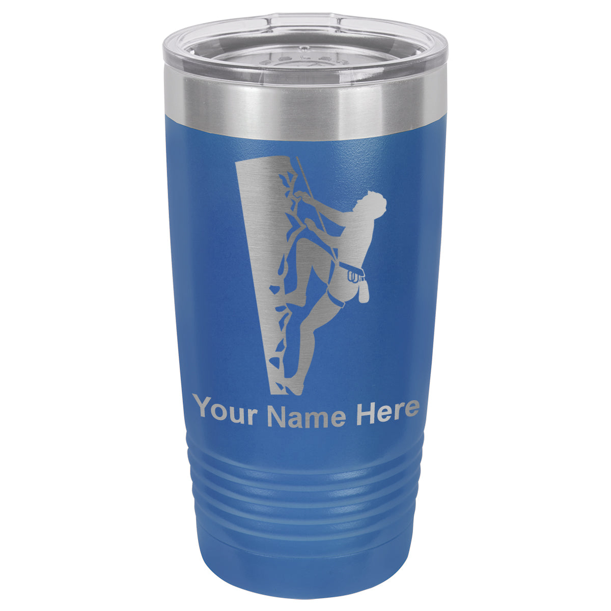 20oz Vacuum Insulated Tumbler Mug, Rock Climber, Personalized Engraving Included