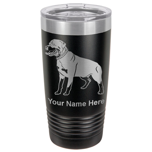 20oz Vacuum Insulated Tumbler Mug, Rottweiler Dog, Personalized Engraving Included