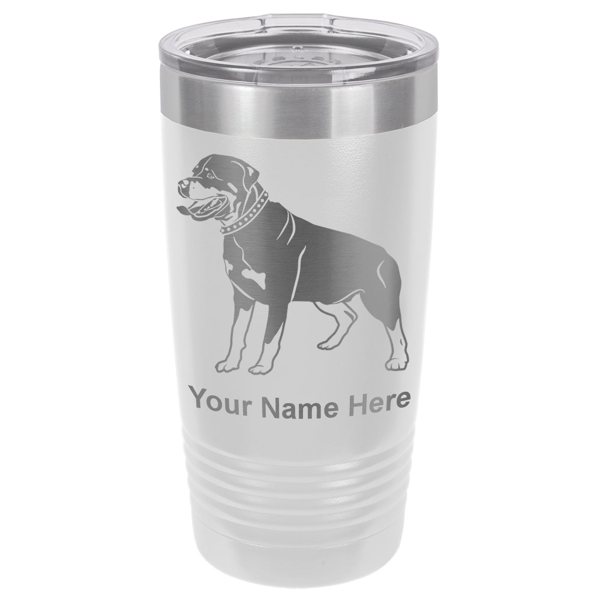 20oz Vacuum Insulated Tumbler Mug, Rottweiler Dog, Personalized Engraving Included