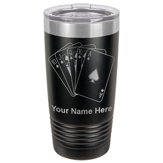 20oz Vacuum Insulated Tumbler Mug, Royal Flush Poker Cards, Personalized Engraving Included