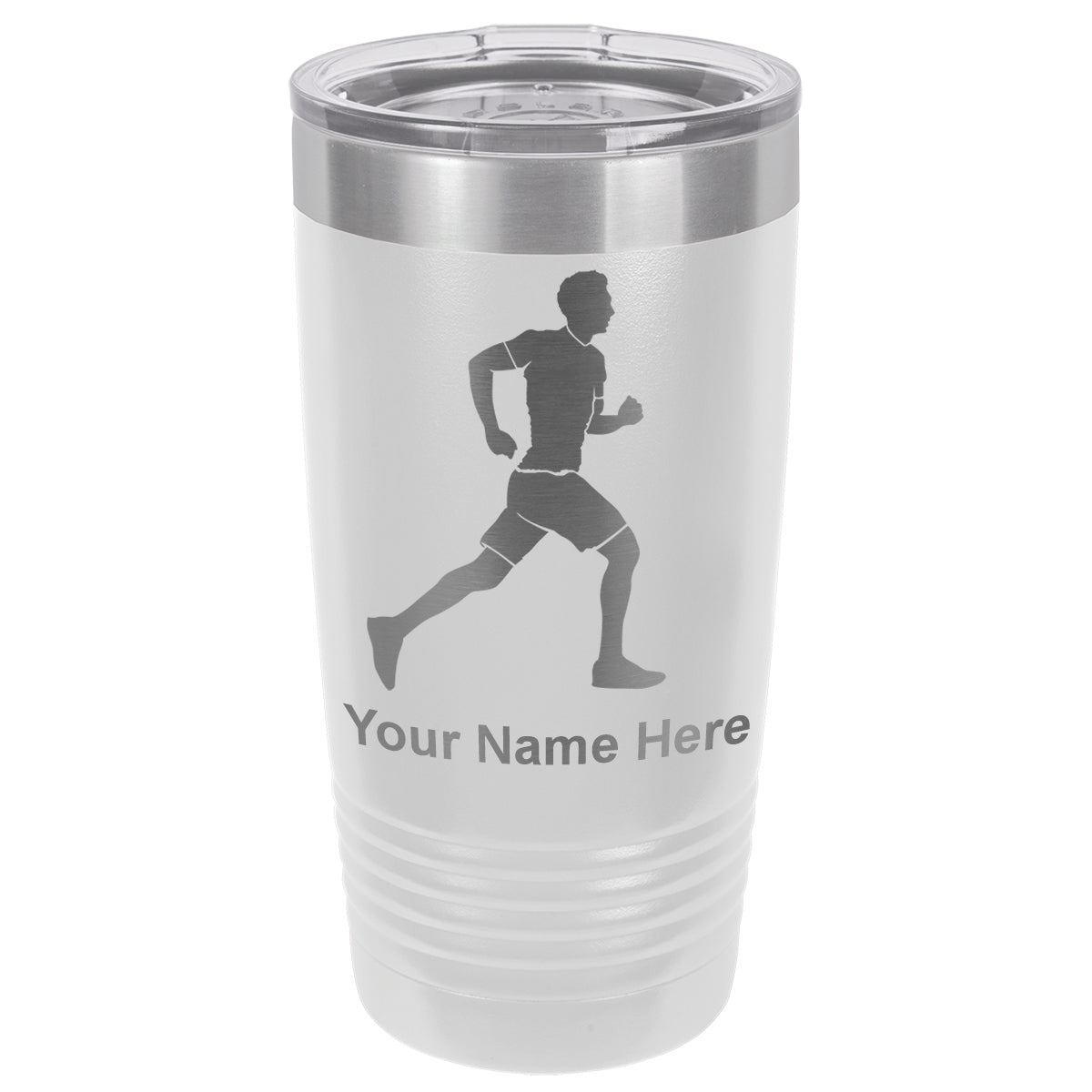 20oz Vacuum Insulated Tumbler Mug, Running Man, Personalized Engraving Included