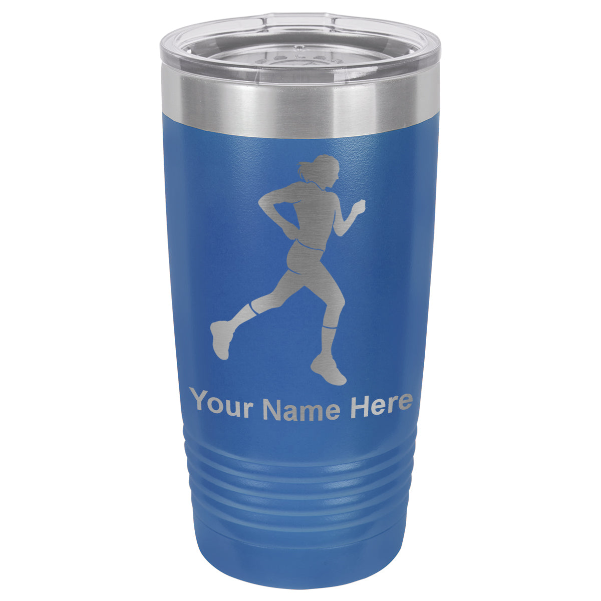 20oz Vacuum Insulated Tumbler Mug, Running Woman, Personalized Engraving Included