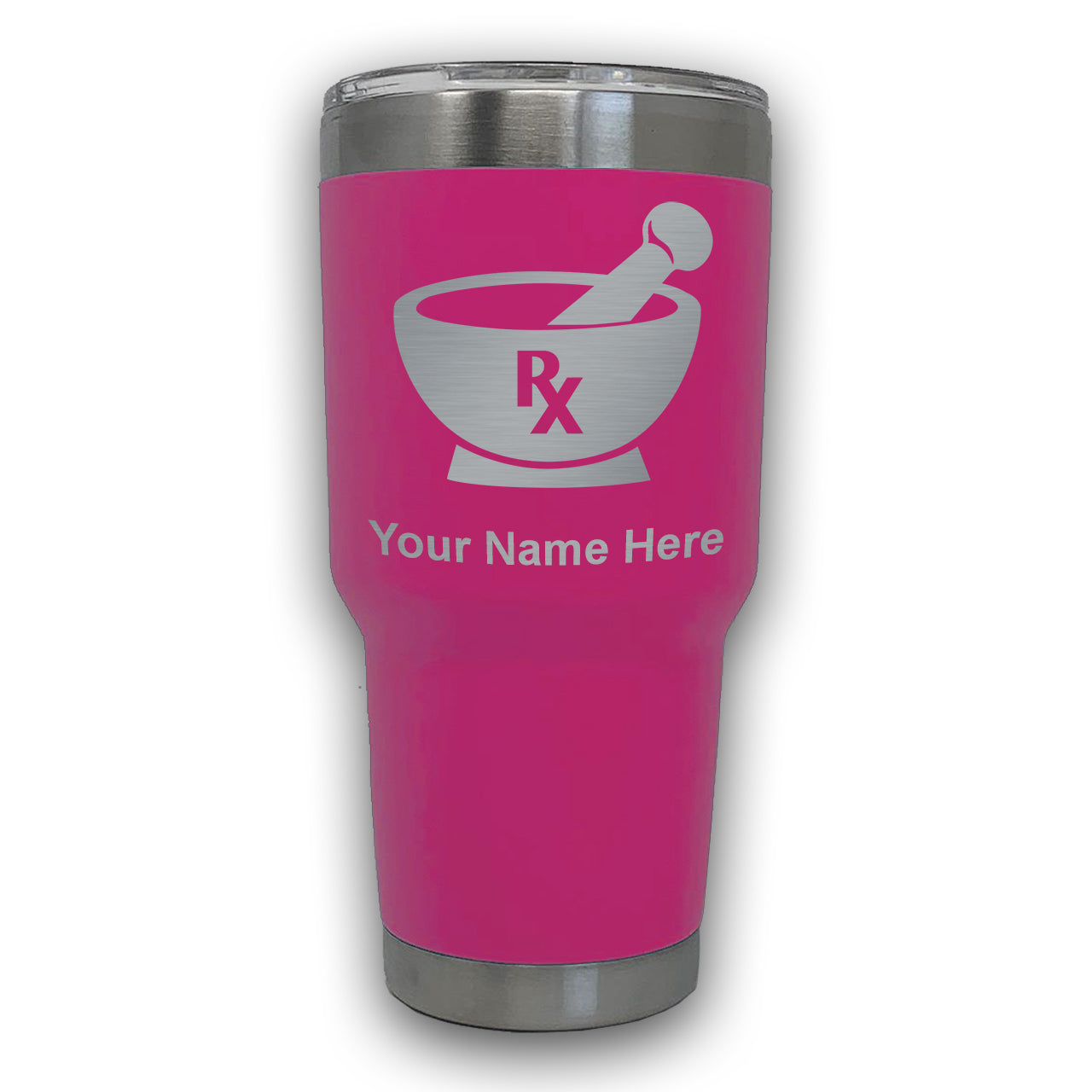 LaserGram 30oz Tumbler Mug, Rx Pharmacy Symbol, Personalized Engraving Included
