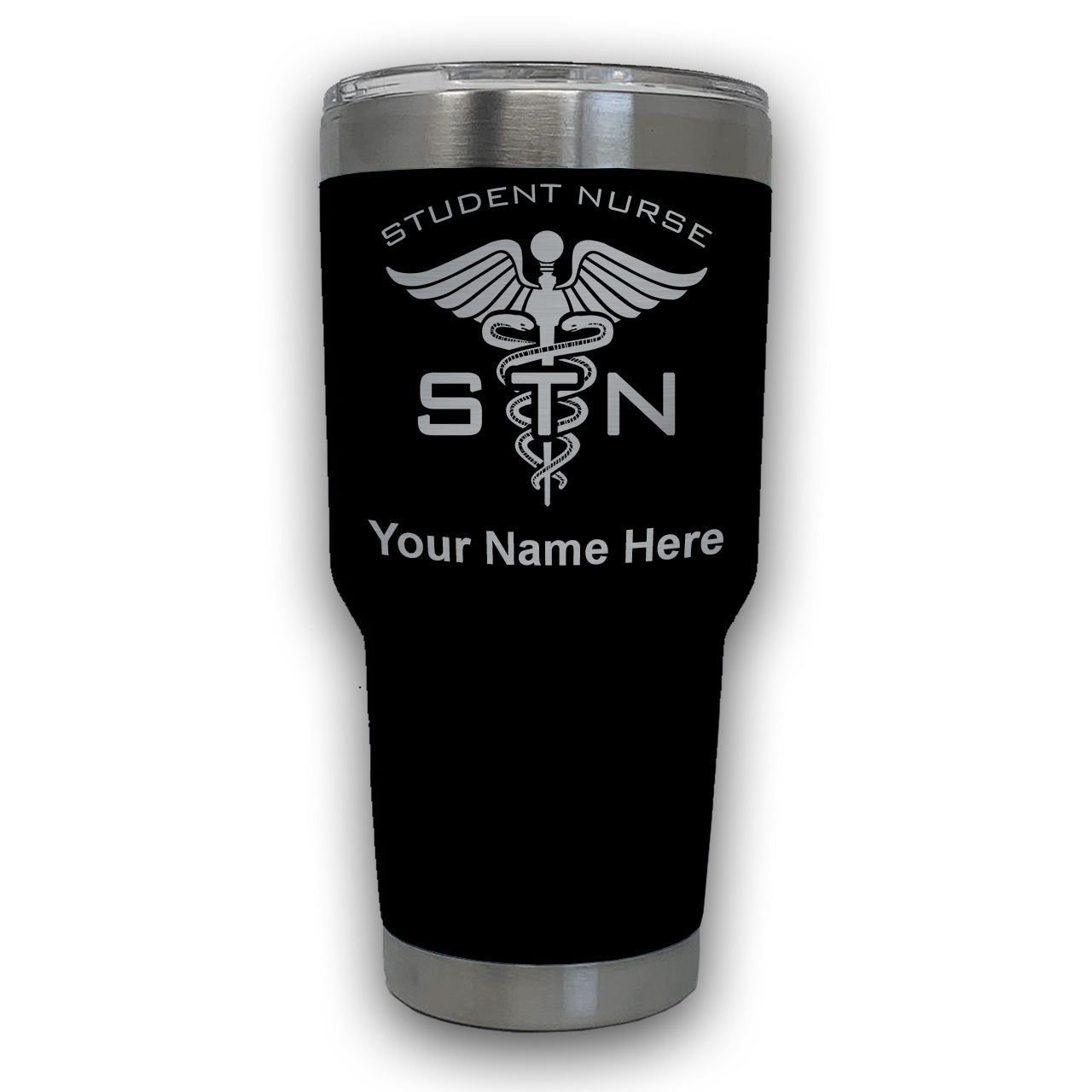 LaserGram 30oz Tumbler Mug, STN Student Nurse, Personalized Engraving Included