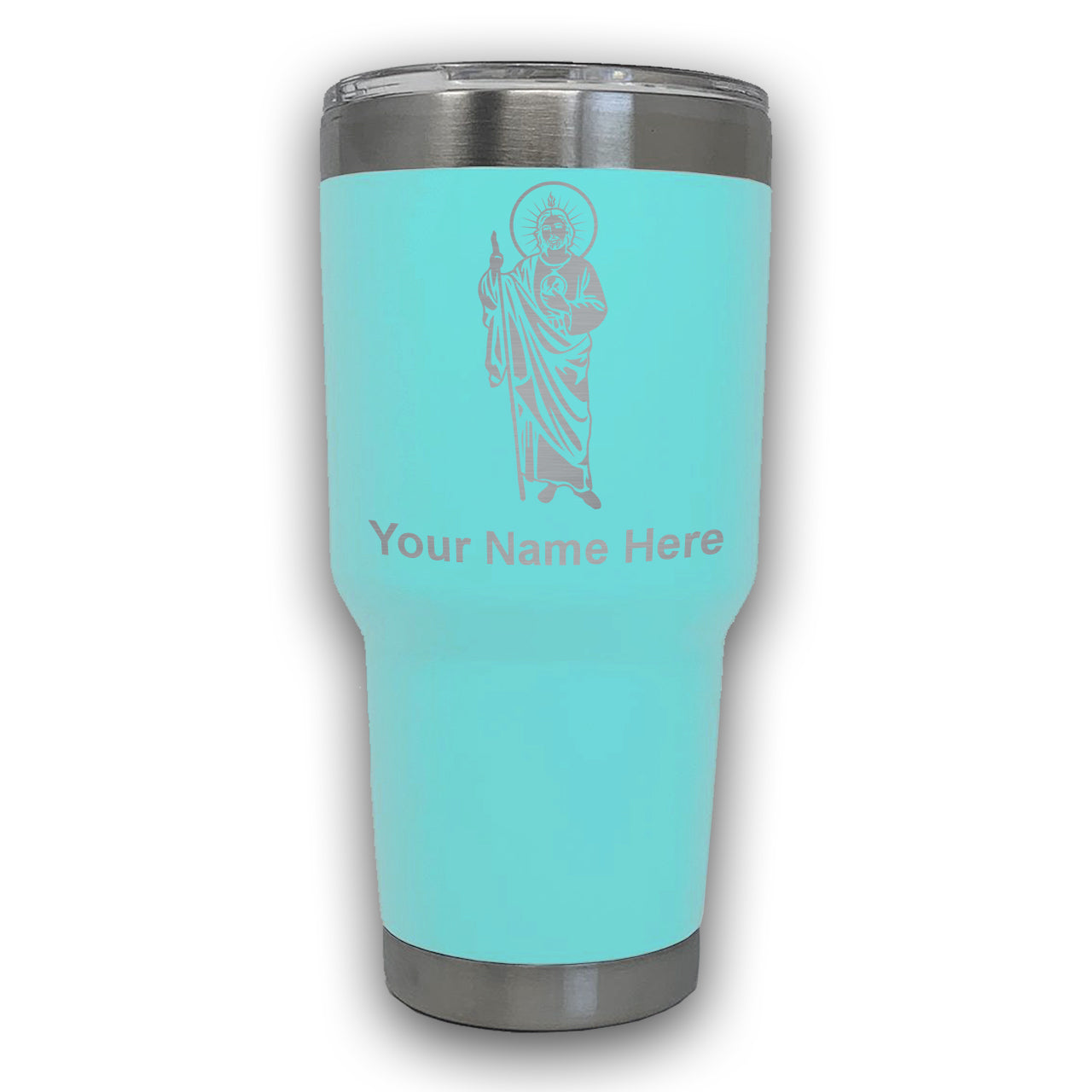 LaserGram 30oz Tumbler Mug, Saint Jude, Personalized Engraving Included