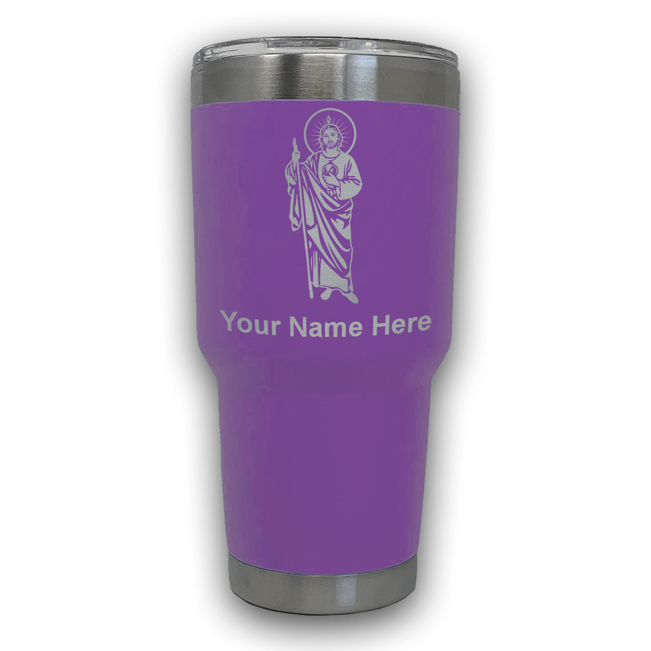 LaserGram 30oz Tumbler Mug, Saint Jude, Personalized Engraving Included
