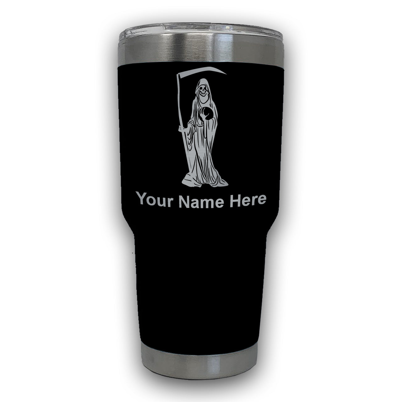 LaserGram 30oz Tumbler Mug, Santa Muerte, Personalized Engraving Included