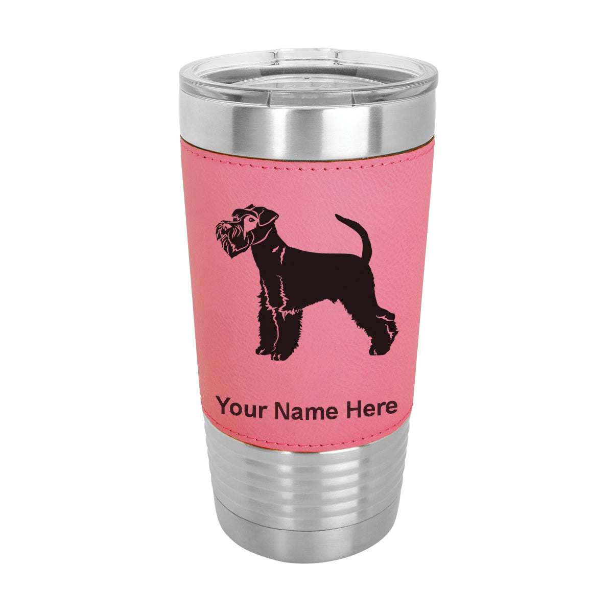 20oz Faux Leather Tumbler Mug, Schnauzer Dog, Personalized Engraving Included - LaserGram Custom Engraved Gifts