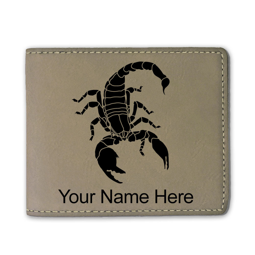 Faux Leather Bi-Fold Wallet, Scorpion, Personalized Engraving Included