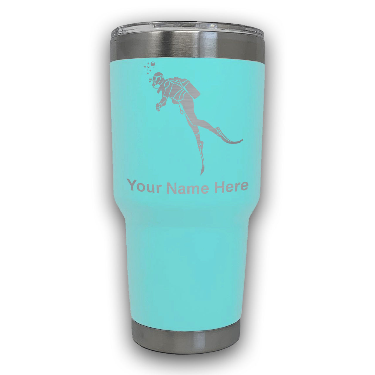 LaserGram 30oz Tumbler Mug, Scuba Diver, Personalized Engraving Included