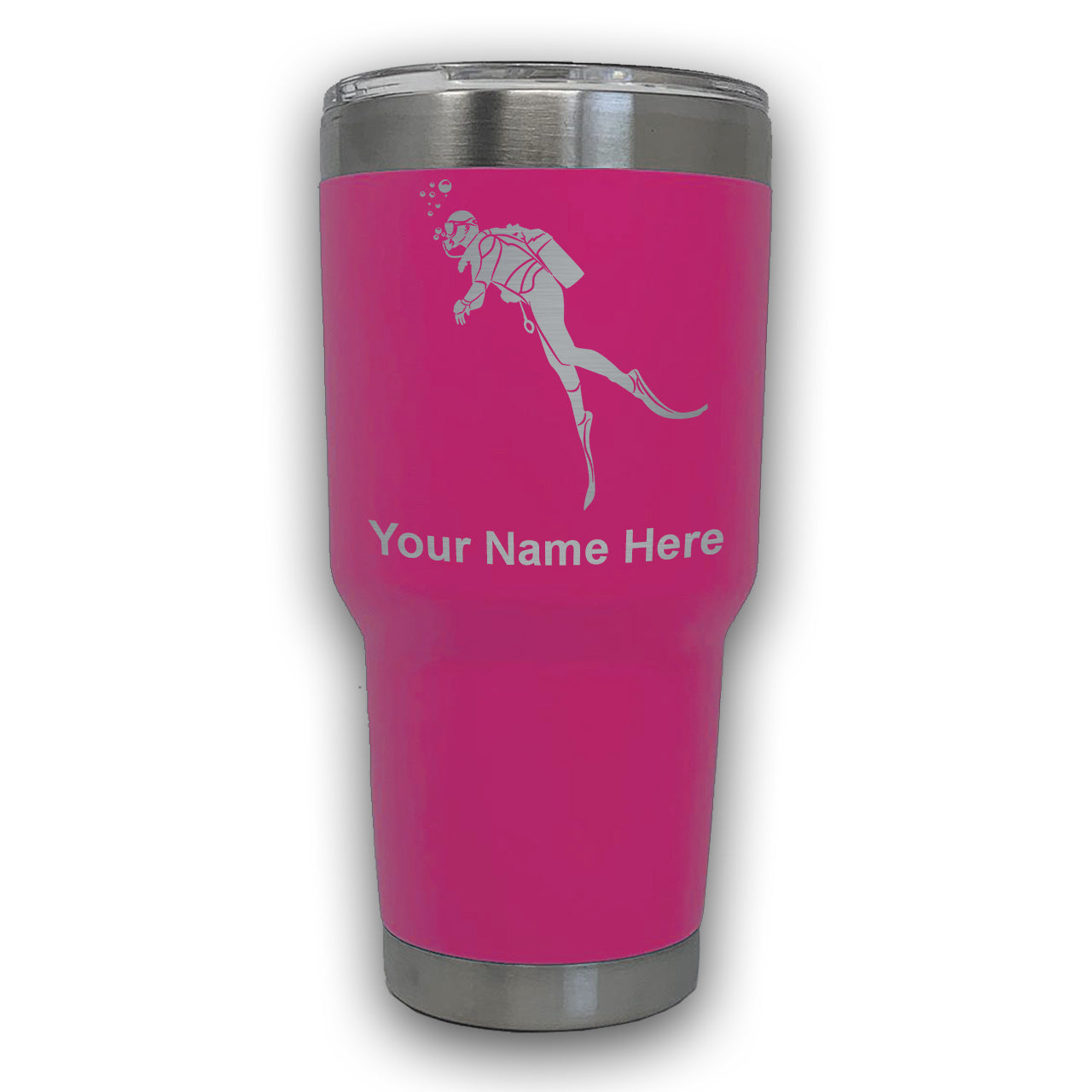 LaserGram 30oz Tumbler Mug, Scuba Diver, Personalized Engraving Included