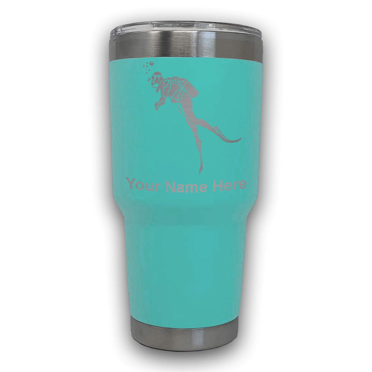 LaserGram 30oz Tumbler Mug, Scuba Diver, Personalized Engraving Included