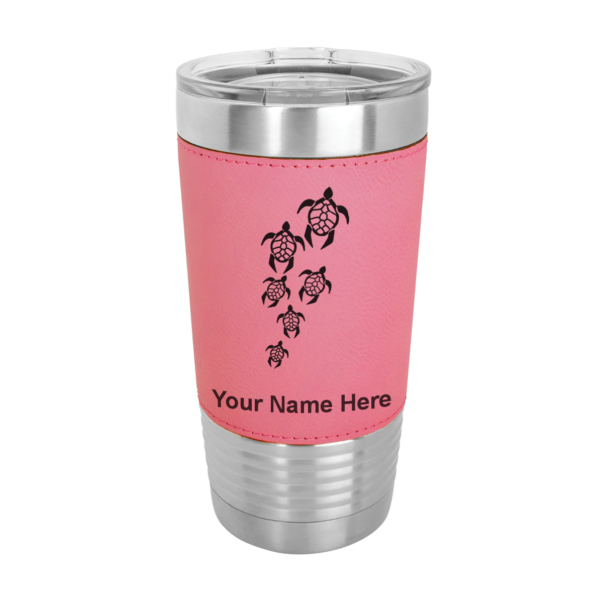 20oz Faux Leather Tumbler Mug, Sea Turtle Family, Personalized Engraving Included - LaserGram Custom Engraved Gifts