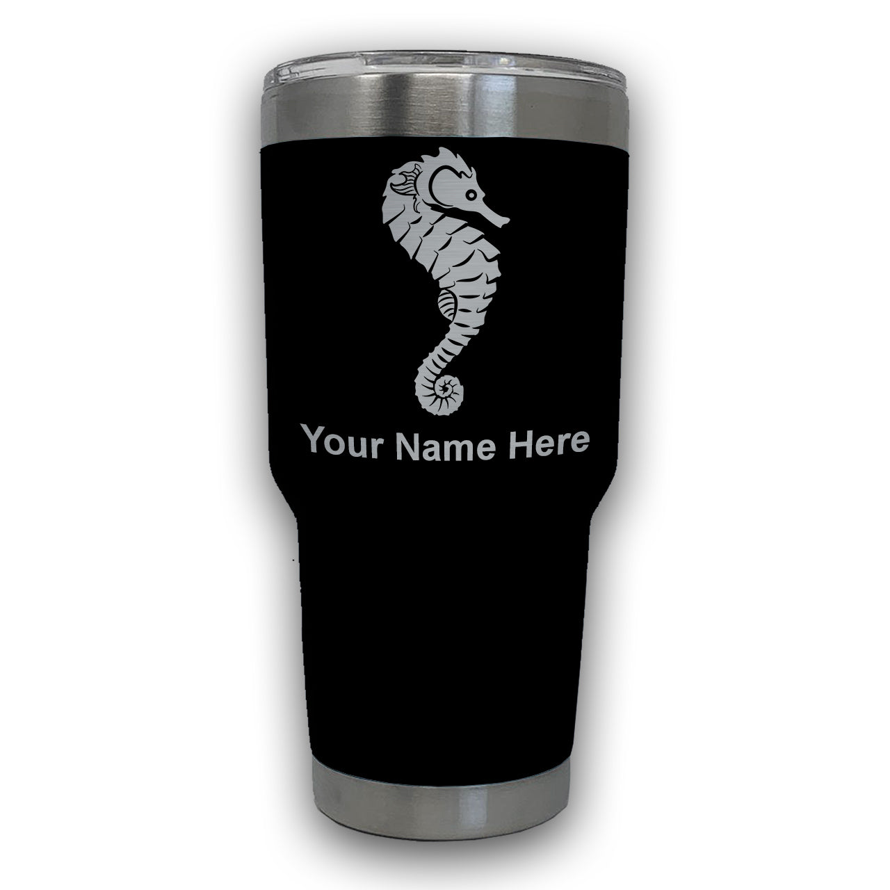 LaserGram 30oz Tumbler Mug, Seahorse, Personalized Engraving Included