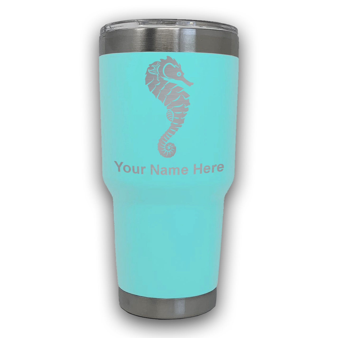LaserGram 30oz Tumbler Mug, Seahorse, Personalized Engraving Included